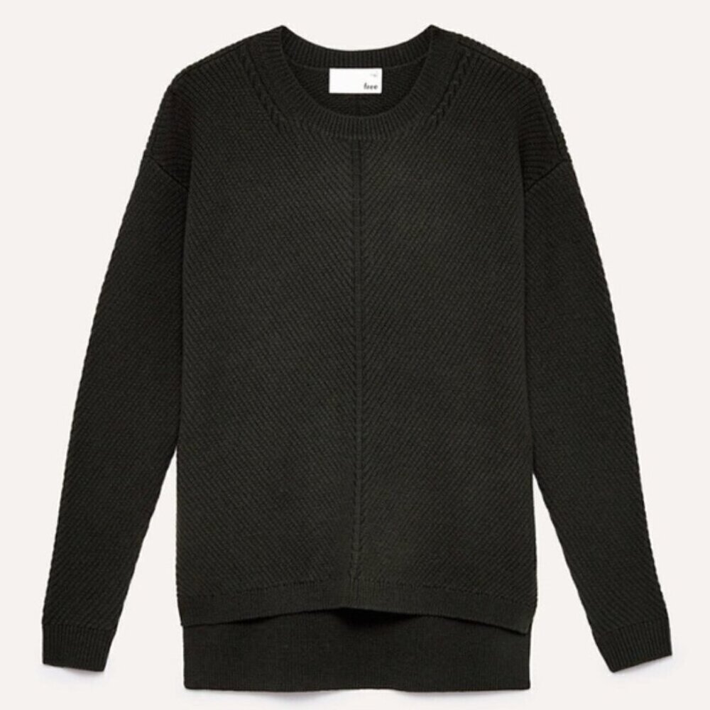 Aritzia Wilfred Free Isabelli Merino Wool Chevron Pullover Sweater﻿ Dark Green